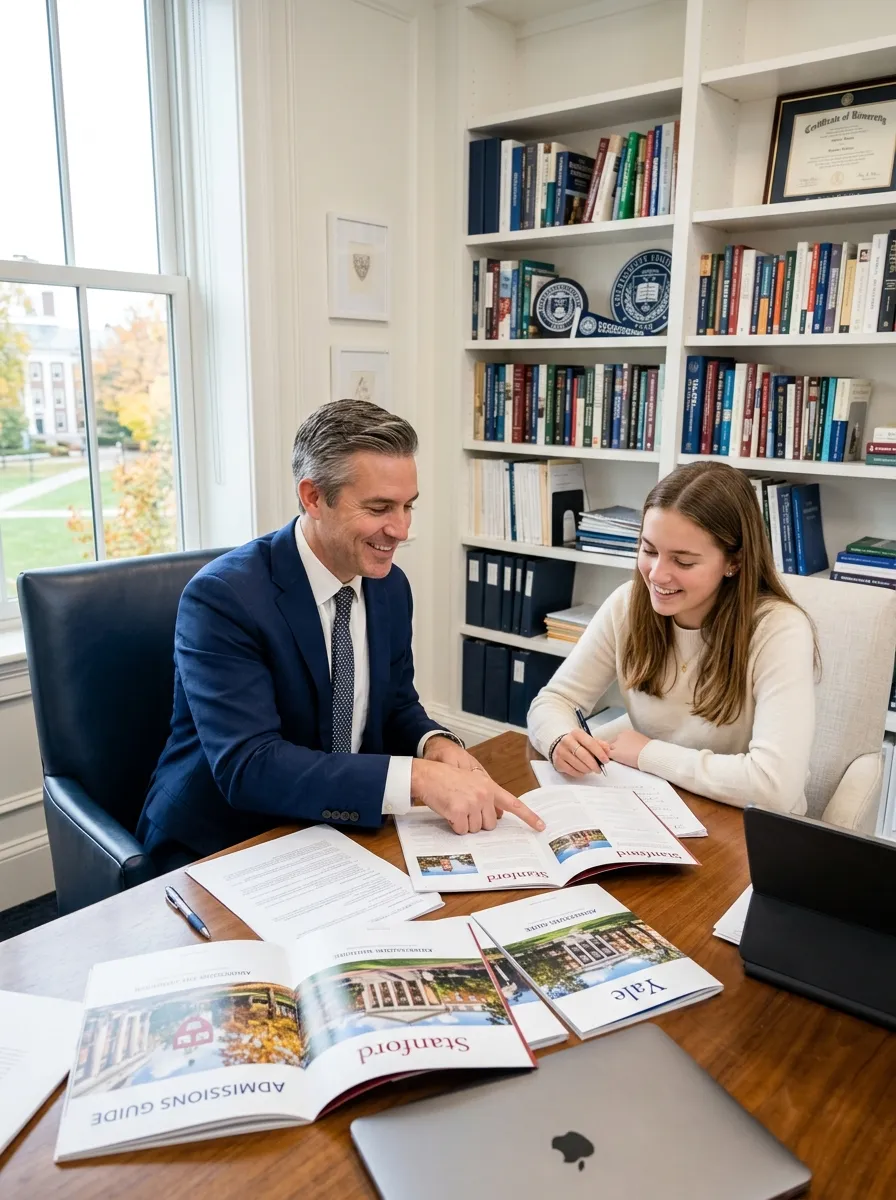 College admissions consultant working with a student