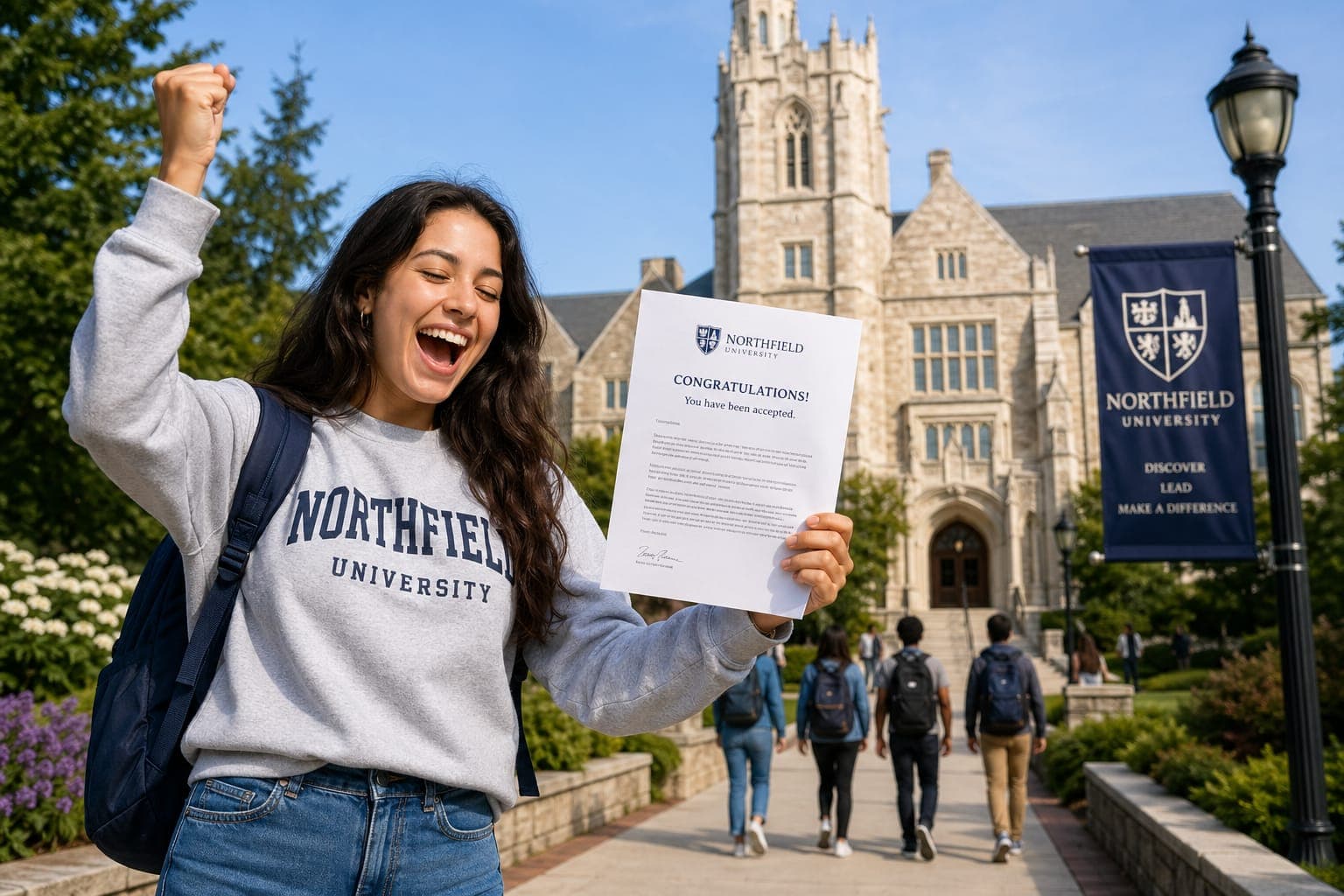 Student celebrating Stanford acceptance
