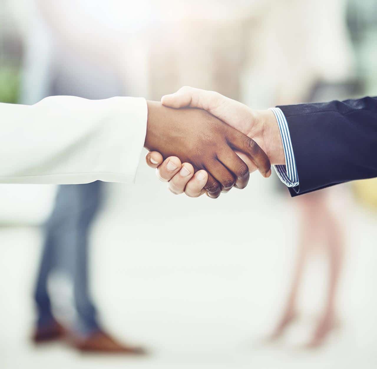 Partners shaking hands on a deal